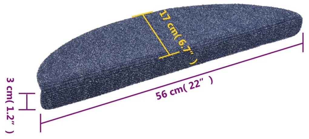 15 db kék öntapadós lépcsőszőnyeg 56x17x3 cm