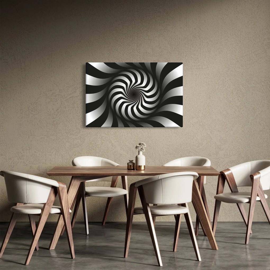 Absztrakt kép egy fekete-fehér spirál (90x60 cm)