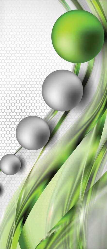 Tapéta Gömbök Metál Zöld Hullámok Absztrakt Modern Design 91x211 +ragasztó