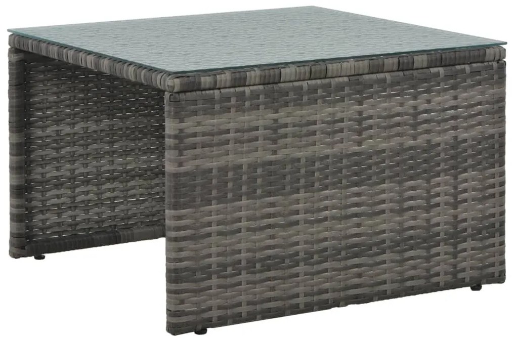 3-részes szürke polyrattan kerti bútorszett párnákkal