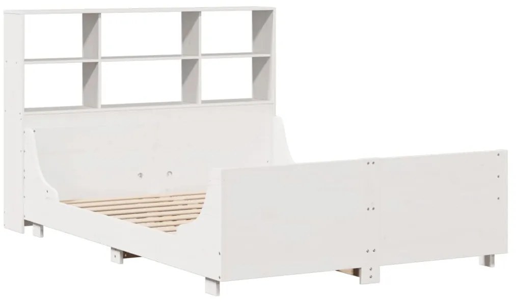 fehér tömör fa könyvespolcos ágy matrac nélkül 140 x 190 cm