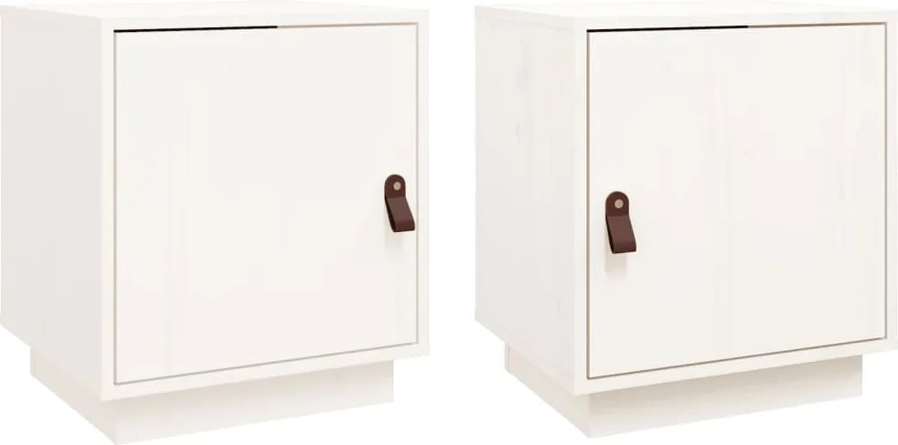 vidaXL 2 db fehér tömör fenyőfa éjjeliszekrény 40 x 34 x 45 cm