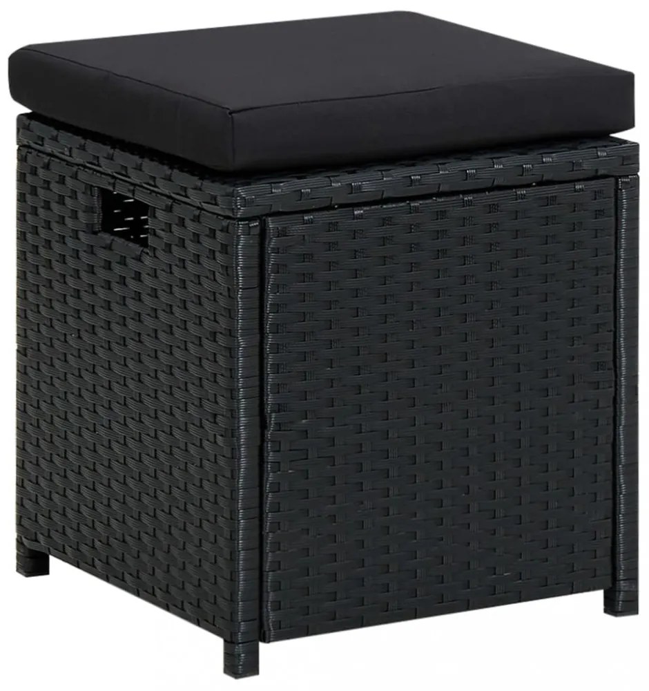 vidaXL 6 részes fekete polyrattan kerti bútorszett párnákkal