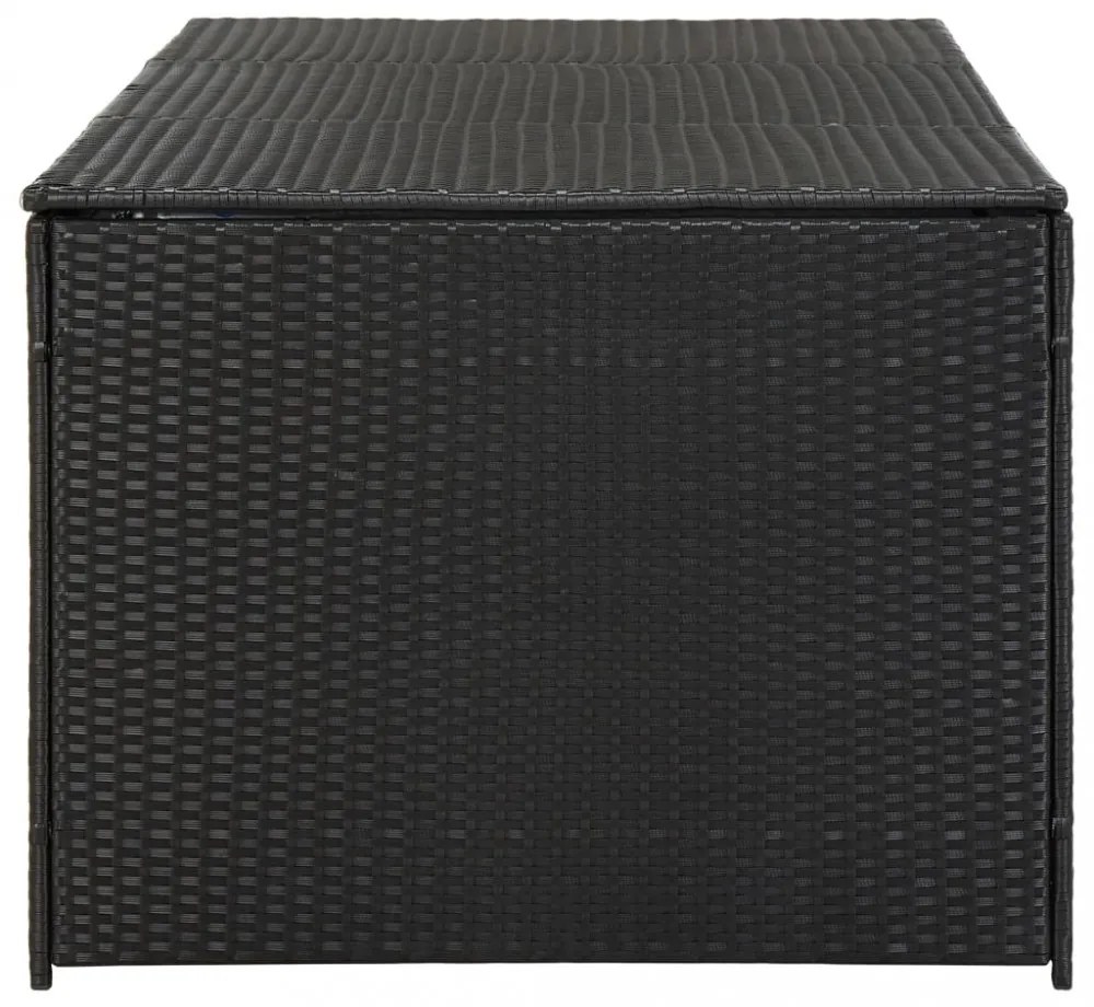 fekete polyrattan kerti tárolóláda 180 x 90 x 70 cm
