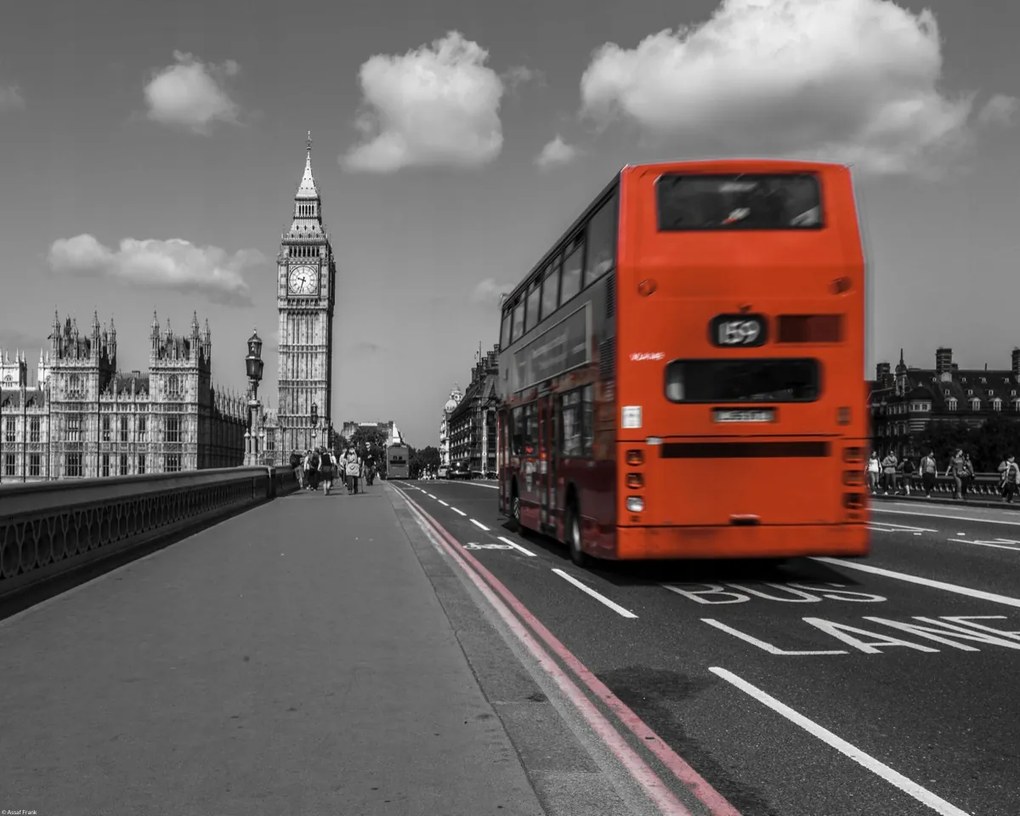 Poszter 50x40cm Emeletes busz a Westminster hídon, Assaf Frank