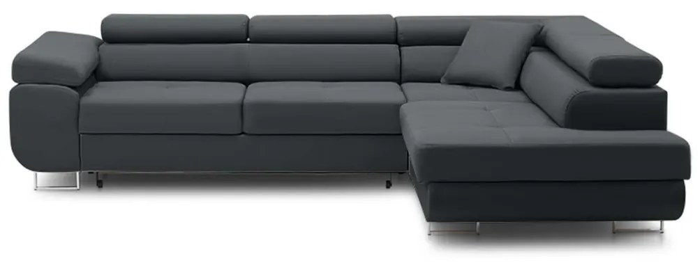 Rigatto sarokkanapé, ágyneműtartóval, bársony, jobboldali, szürke