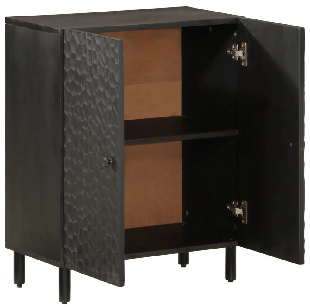 fekete tömör mangófa tálalószekrény 60 x 33 x 75 cm