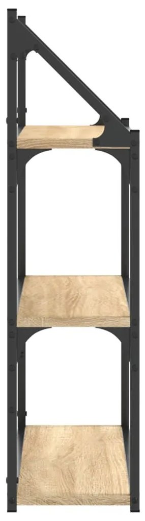 3 szintes sonoma tölgy színű szerelt fa fali polc 60x21x78,5 cm