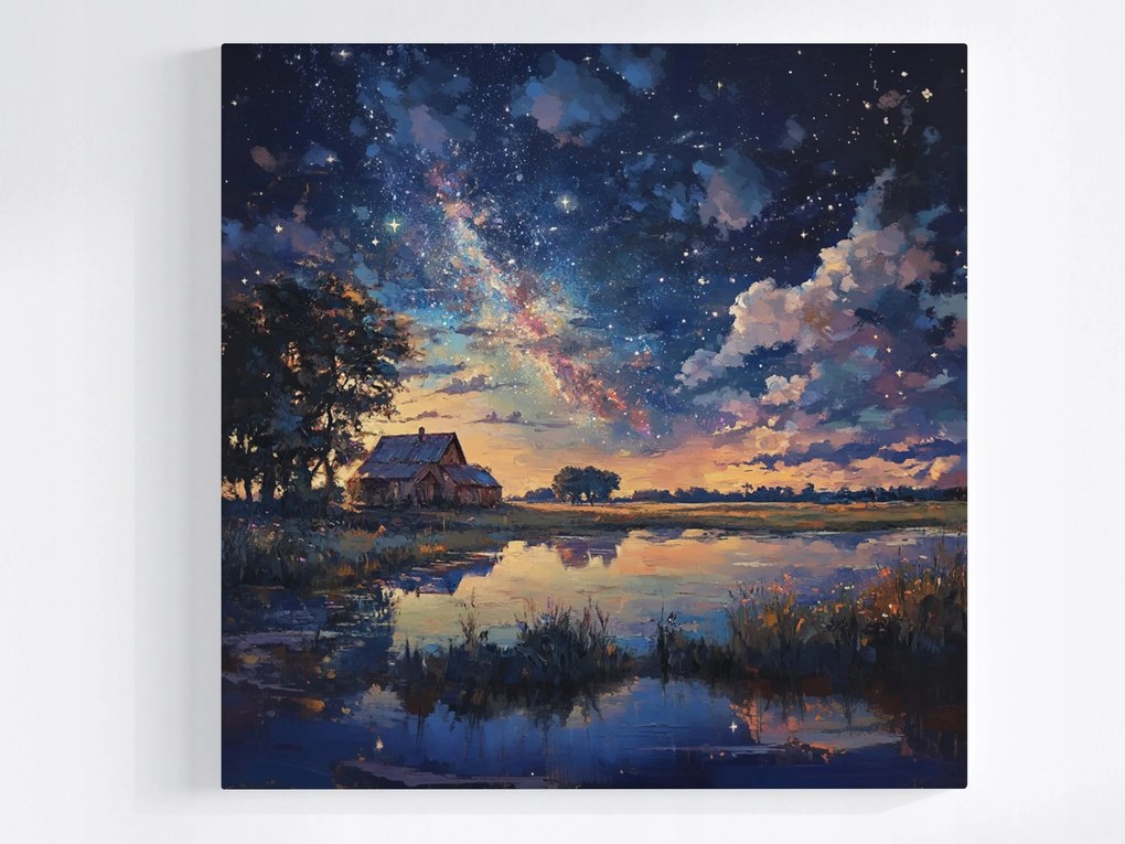 Poszter Tájkép Éjszaka Égbolt Kozmosz Csillagok 80x80