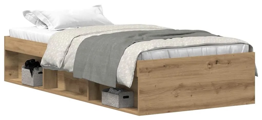 kézműves tölgy szerelt fa ágykeret matrac nélkül 75x190 cm