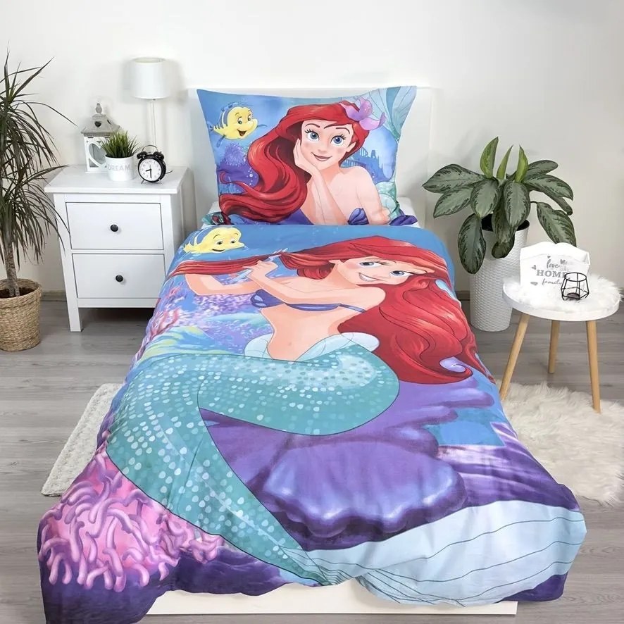 Disney Hercegnők, Ariel ágyneműhuzat 140×200cm, 70×90 cm