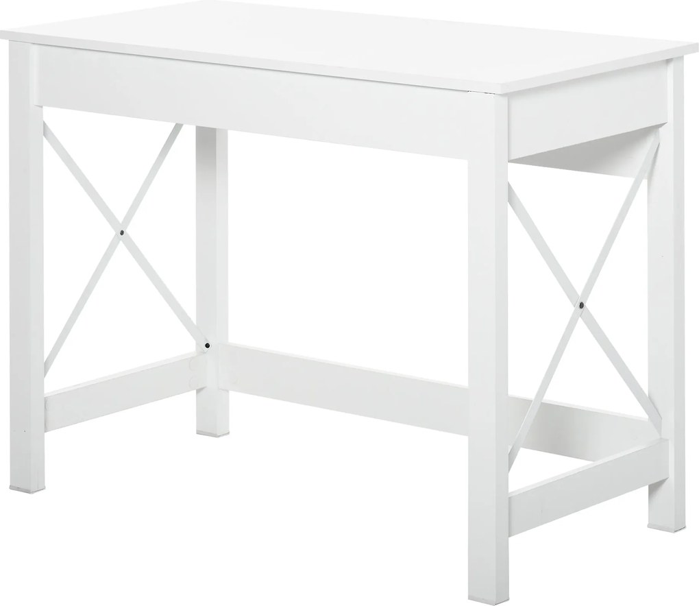 HOMCOM Modern Stílusú Íróasztal - Könnyen Összeszerelhető Számítógépasztal Irodába, Hálószobába, Tanulmányhoz 105x50x76 cm Fehér | Aosom
