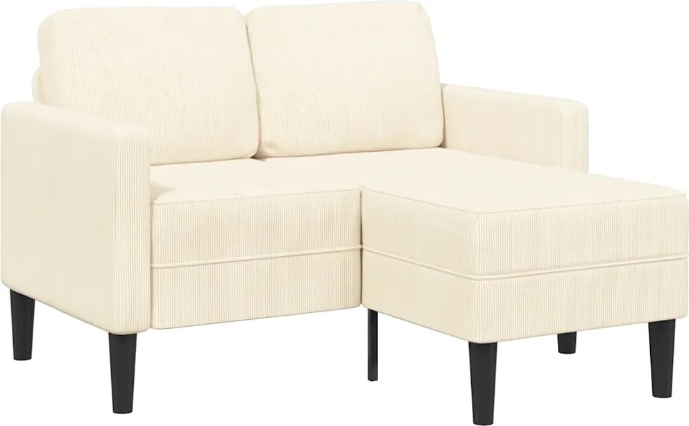 vidaXL krémszínű vászon 2 üléses kanapé L-alakú kanapéval 125 cm