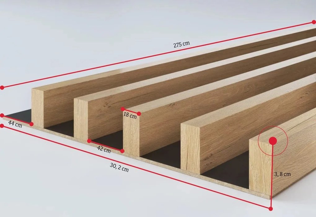 SPRINTY fali lamella panelek, 30,2x275x3,8, tölgy/fekete