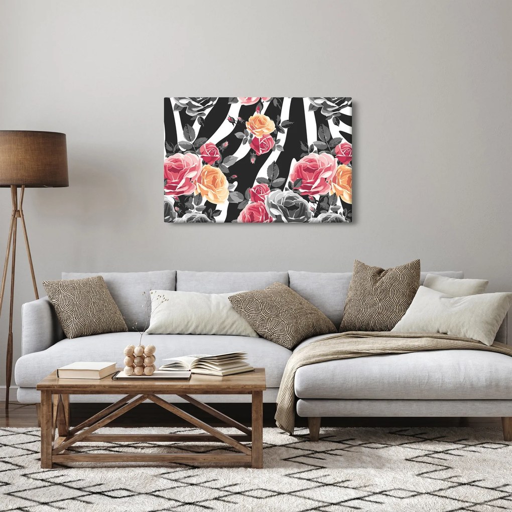 Virágzó rózsák képe (90x60 cm)