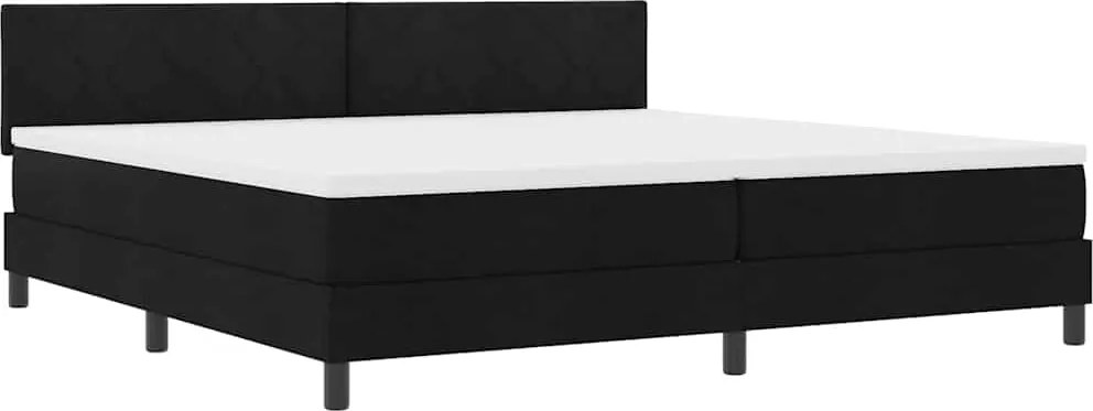 vidaXL Boxrugós ágy matracmal leddel Fekete 200 x 200 cm szövet