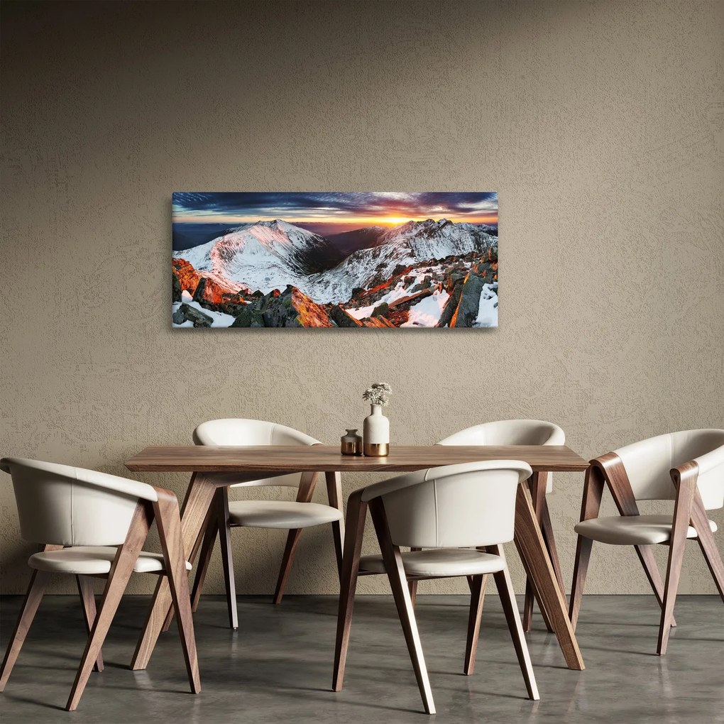 Kép - Téli hegyi panoráma (120x50 cm)