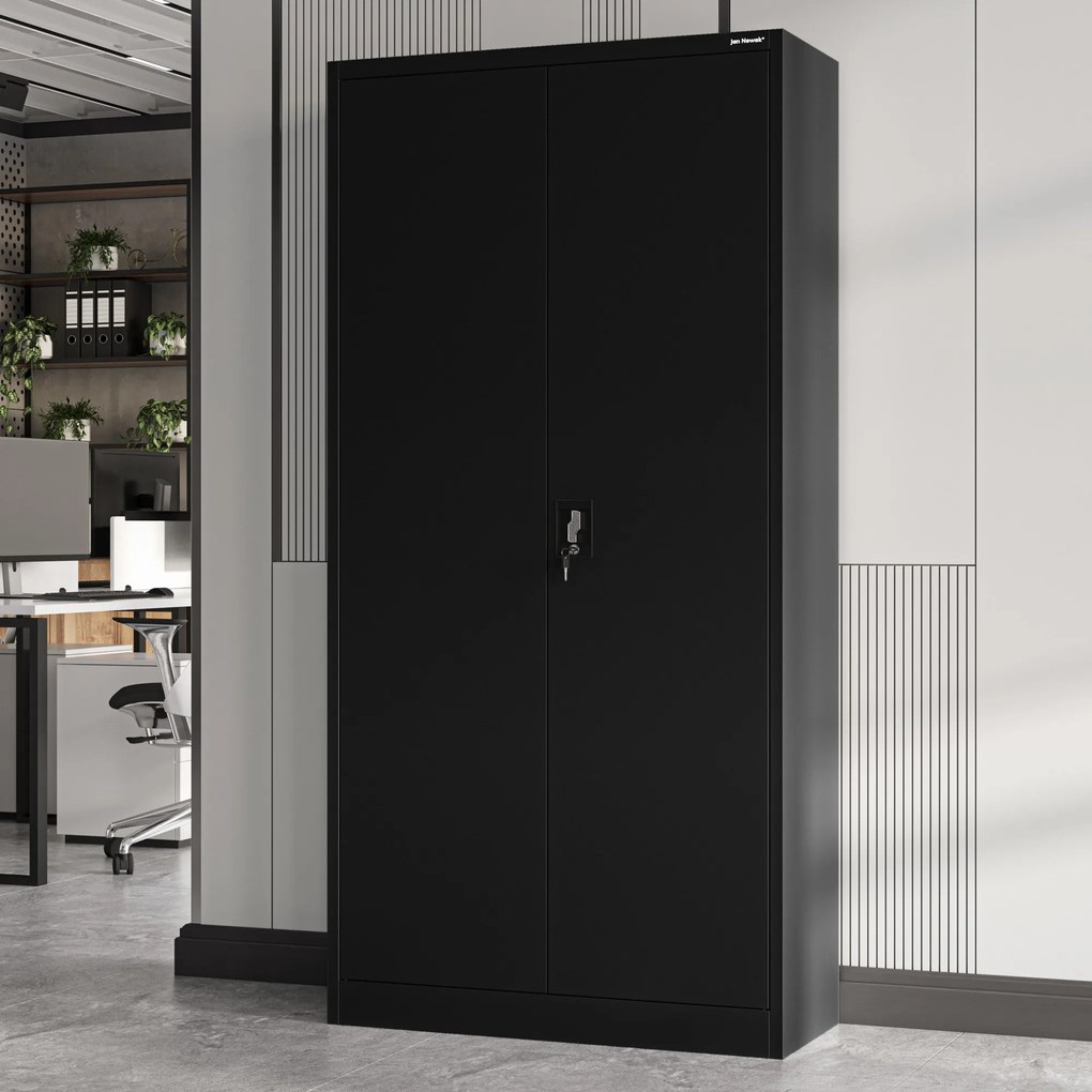 Fém iratszekrény JAN, 900 x 1850 x 400 mm, fekete