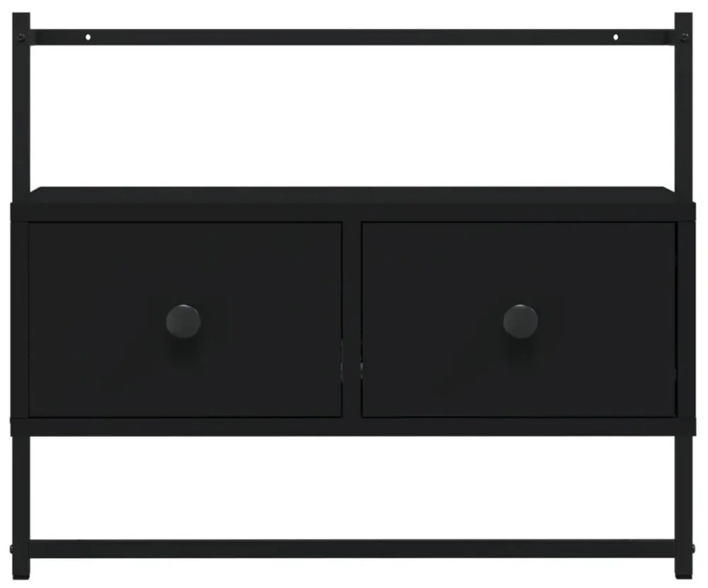 fekete szerelt fa fali TV szekrény 60,5 x 30 x 51 cm