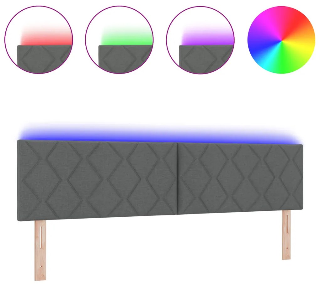 LED Fejtámla Gyémánt Blokk Design Sötétszürke 180 cm Szövet