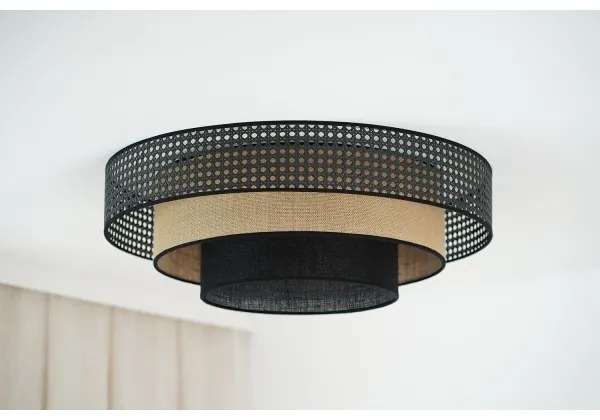 Brilagi - DAKOTA LUNETA LED mennyezeti lámpa 12W, 60 cm, fekete/rattan
