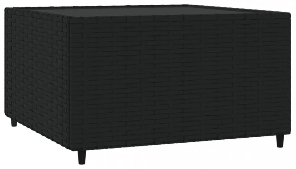 fekete polyrattan négyzet alakú kerti dohányzóasztal 50x50x30cm