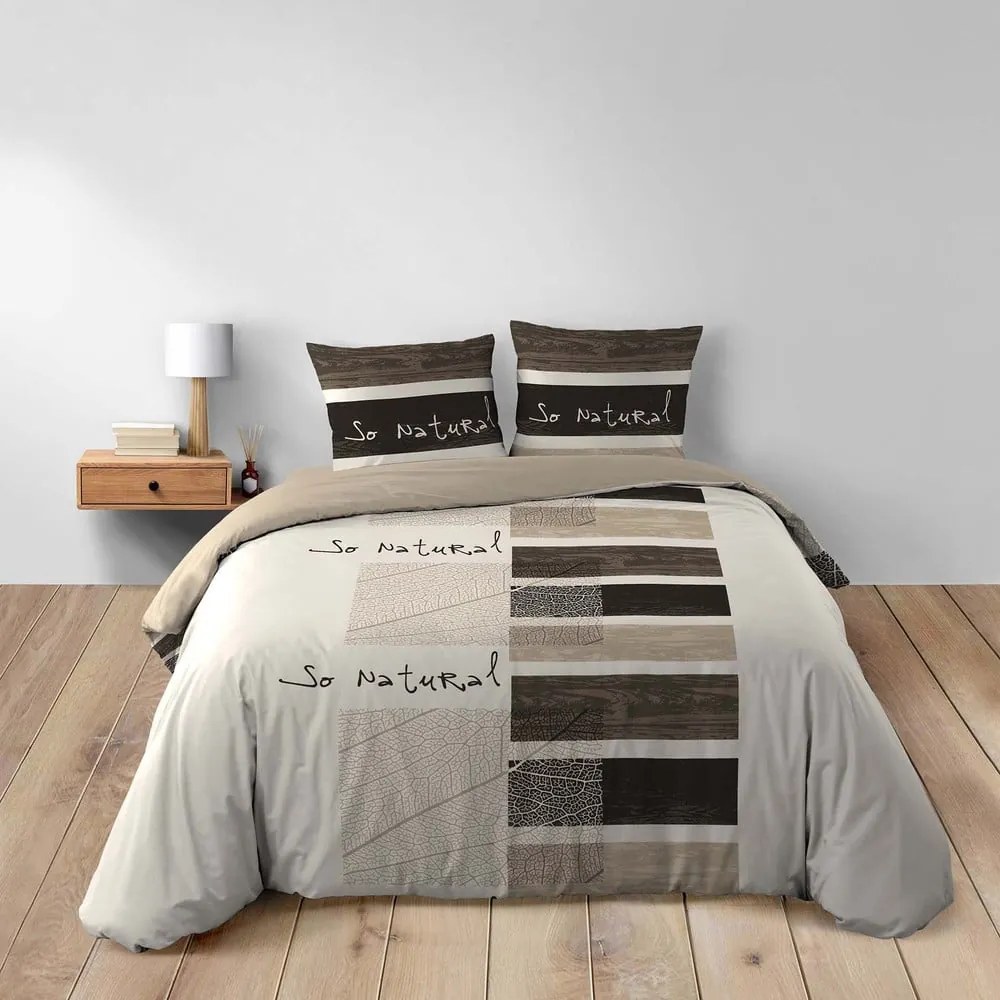 Barna kétszemélyes pamut ágyneműhuzat 200x200 cm So Natural – douceur d'intérieur