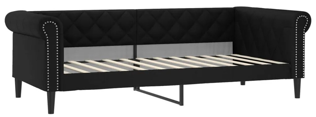 fekete kihúzható műbőr heverő matraccal 90 x 200 cm