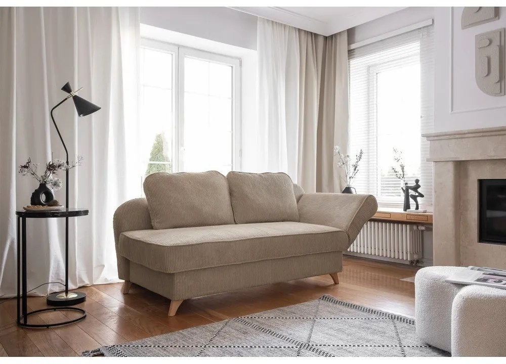 Szürkésbarna kordbársony heverő (jobb oldali) Chic Charlotte – Miuform