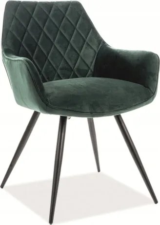 Linea Velvet kárpitozott szék, fekete/zöld Sig