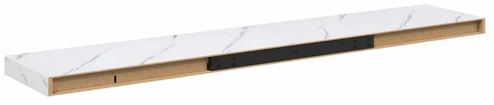 vidaXL Falpolc tárolóval Fehér márvány 120 x 23,5 x 4 cm Faanyag