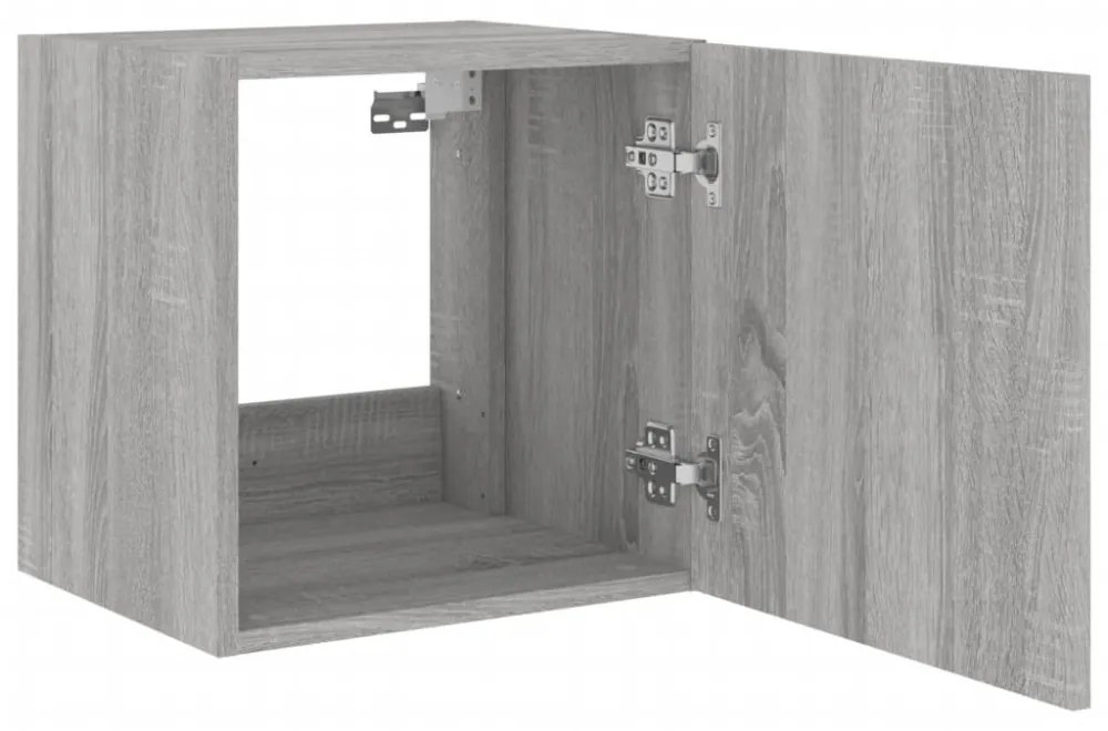 2 db szürke sonoma fali TV-szekrény LED-ekkel 40,5x35x40 cm