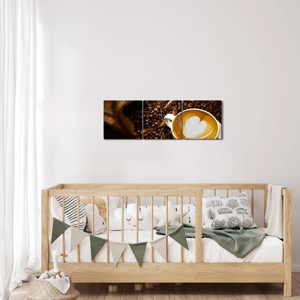 Kép - Egy csésze kávé (órával) (90x30 cm)