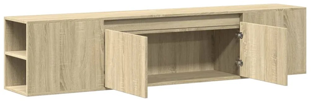 sonoma tölgy színű fali TV-szekrény LED-del 180 x 31 x 39,5 cm