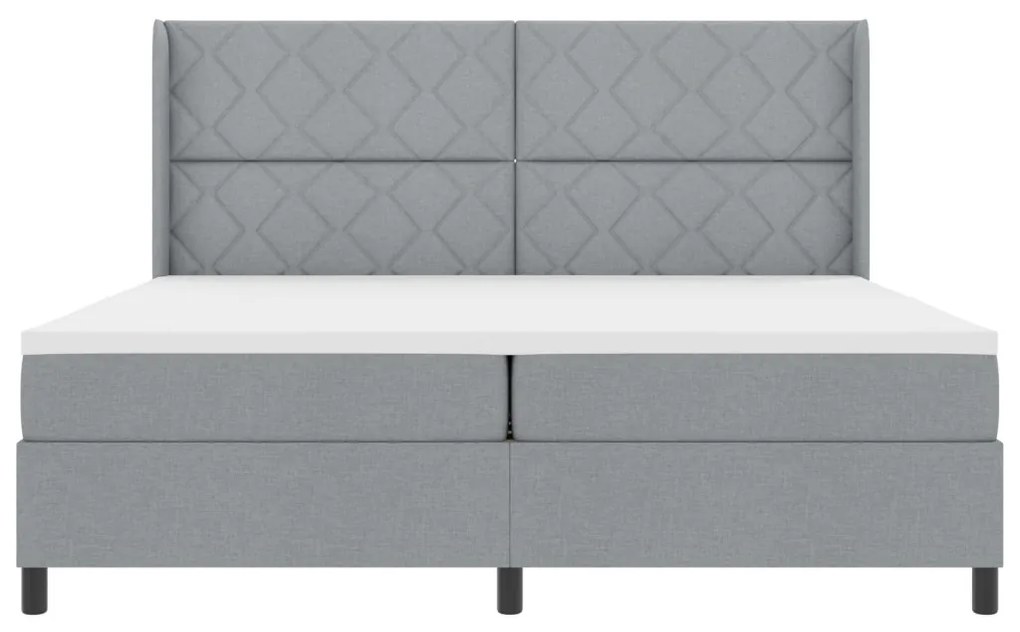 Boxspring Ágy Matraccal & LED Fény Szürke 200x200 cm Szövet