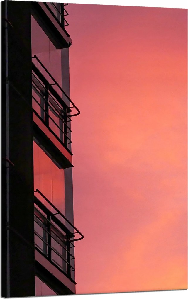 Vászonkép Rózsaszín égbolt Naplemente épület 50x80