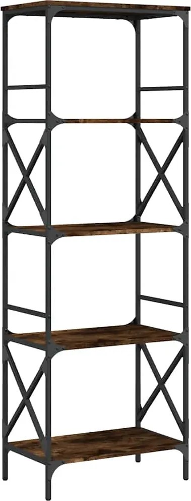 vidaXL 5 szintes füstös tölgy szerelt fa könyvespolc 59 x 35 x 132 cm