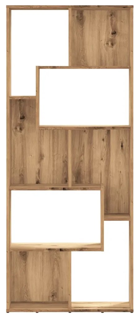kézműves tölgy színű szerelt fa könyvespolc 67 x 24 x 161 cm
