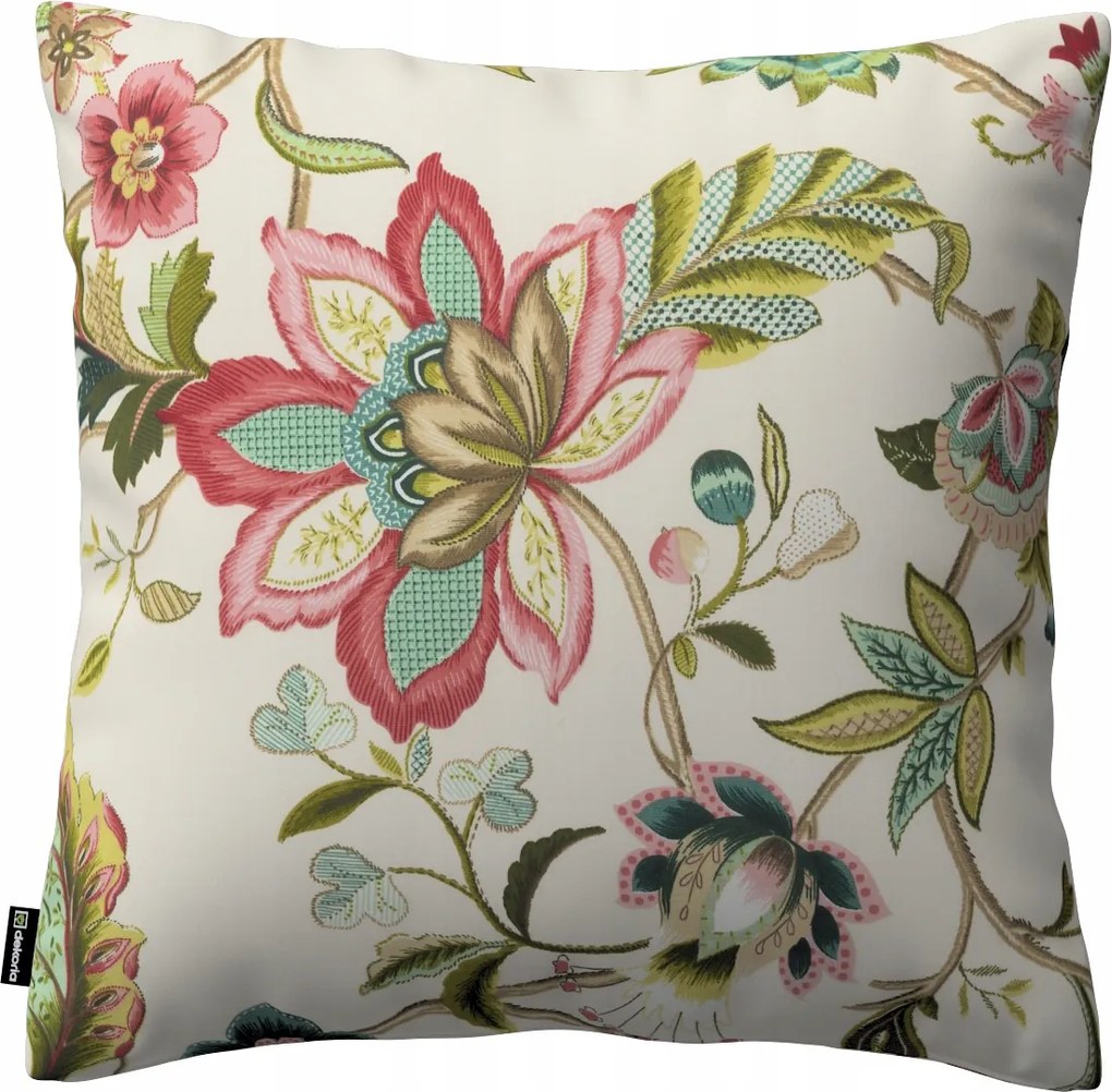 Párnahuzat 50x50 színes virágok világos alapon