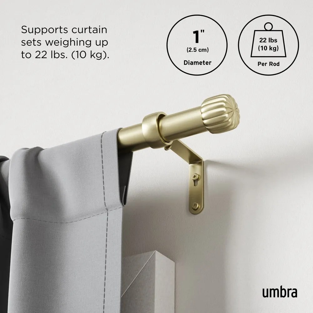 Aranyszínű acél bővíthető függönykarnis 91 - 168 cm Cleo – Umbra