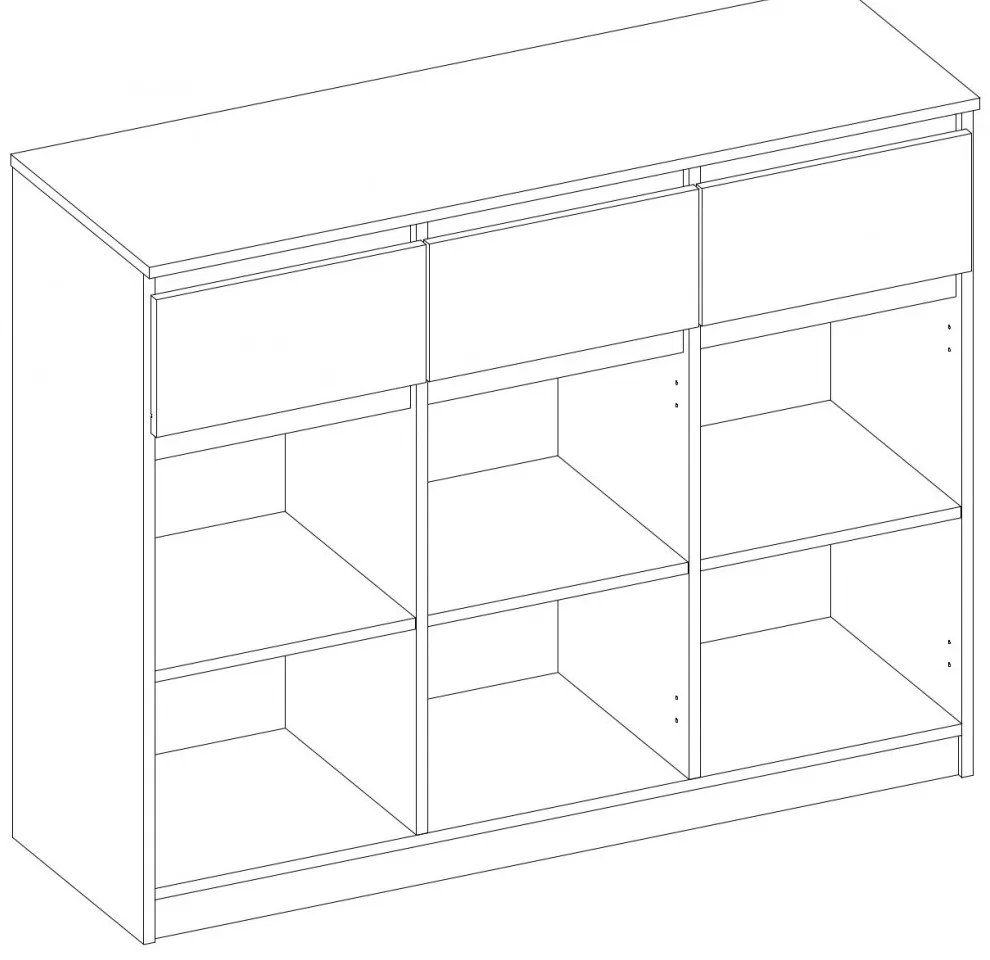 Drohmo 3D3S komód, 120x97x40 cm, fehér