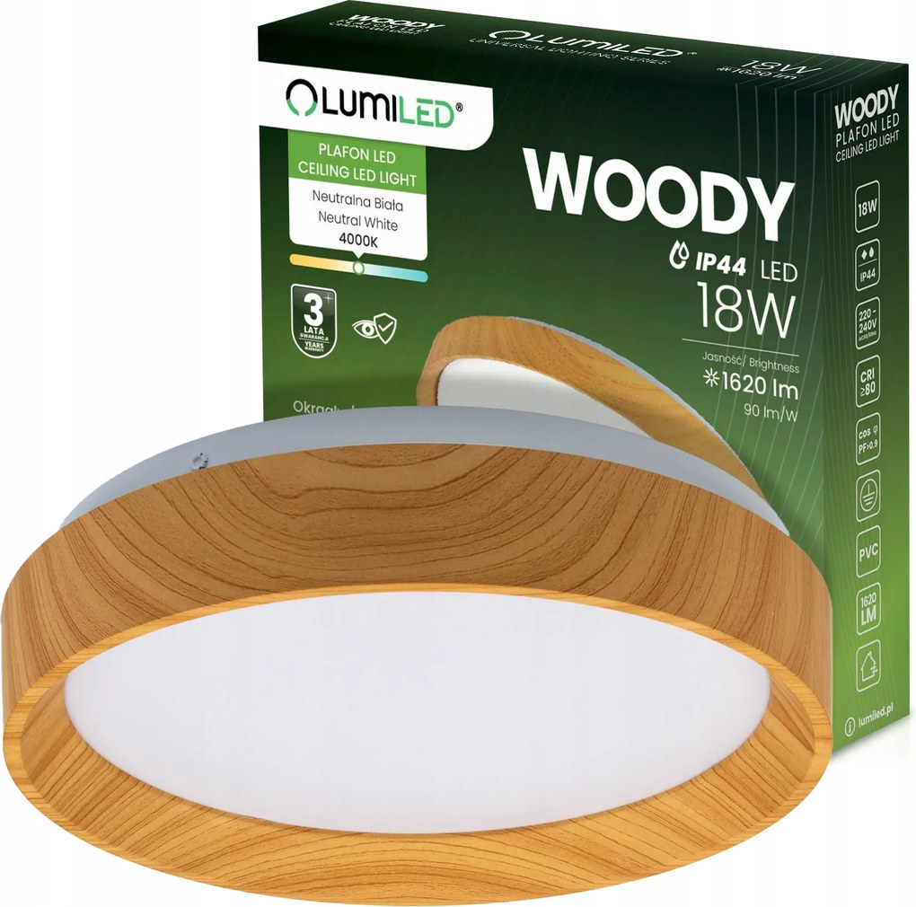 Plafon Led Panel Falra szerelhető Mennyezeti Lámpa Lámpatest 18W 4000K Fa IP44 27cm