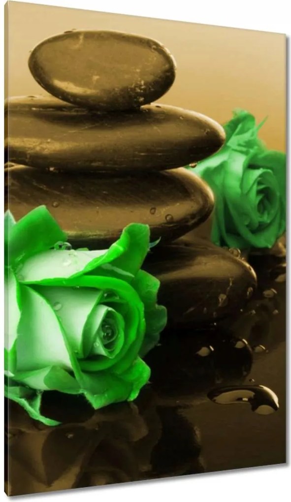 Vászonkép 80x120 Zöld rózsák bronzban