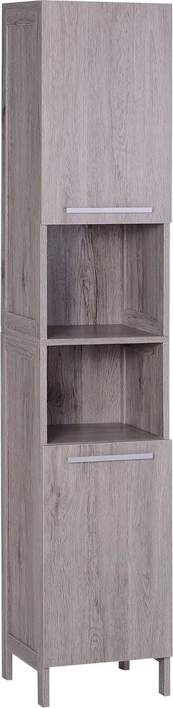 kleankin Magas Szekrény Kiegészítő Bútor fürdőszobához Nagy Tárolóhellyel, Nyitott és Zárt Területekkel 30x32x172,5 cm | Aosom