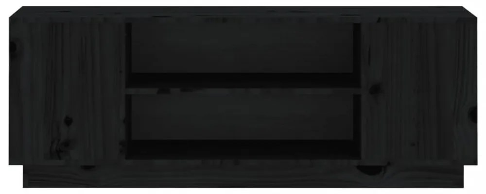 fekete tömör fenyőfa TV-szekrény 110x35x40,5 cm