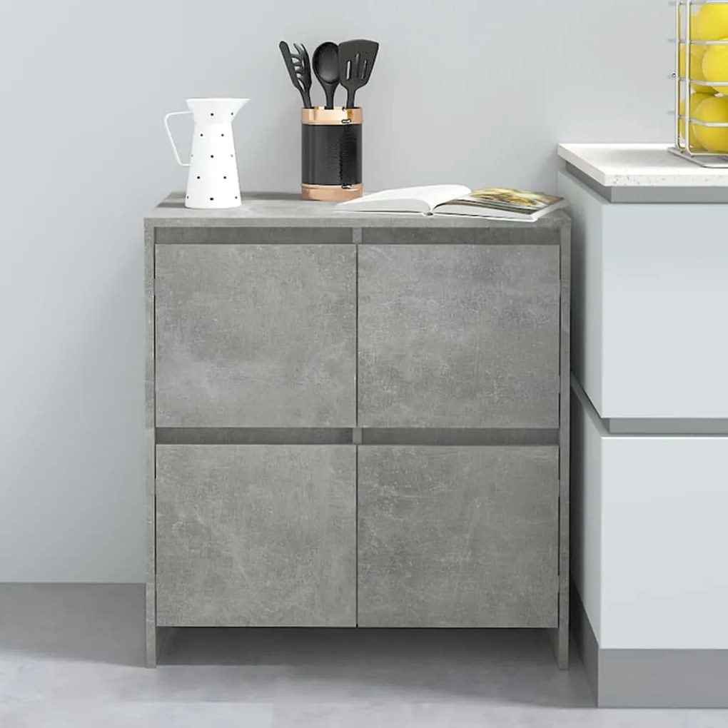 2 db betonszürke forgácslap tálalószekrény 70 x 41 x 75 cm