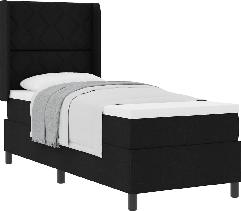 vidaXL Boxrugós ágy matracmal fejtámlával Fekete 80 x 200 cm szövet