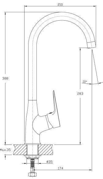 Aqualine - LOTTA mosogató csaptelep, fényes króm kivitel
