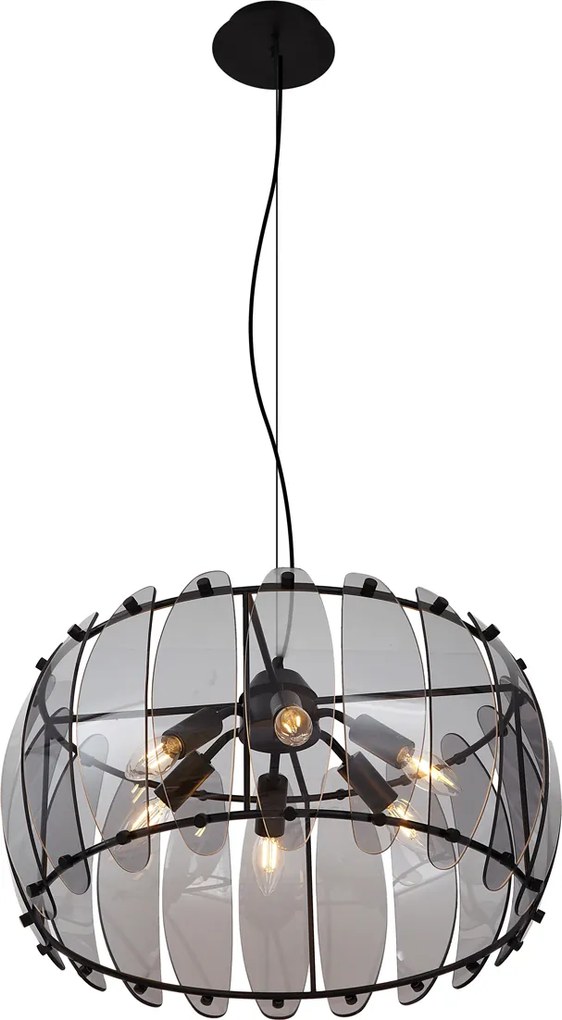 Okos függőlámpa fekete füstüveggel, kerek, 6-os, WiFi C35-tel - Mochan