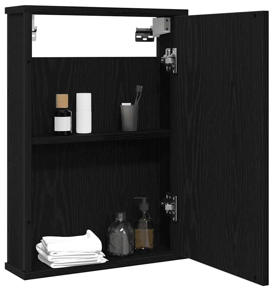 fekete tölgy szerelt fa fürdőszobai tükör 42 x 12 x 60 cm